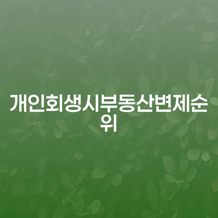 개인회생시 부동산 변제 순위란 무엇일까요?